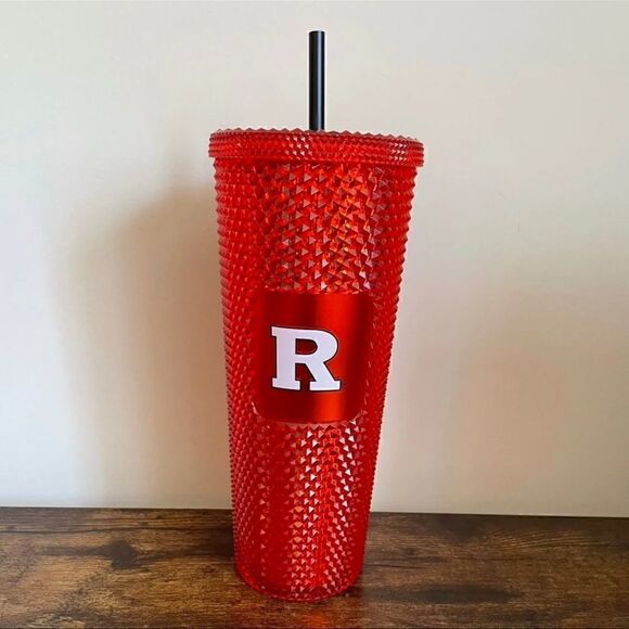 STARBUCKS 24oz Red Collegiate Rutgers University Studded Cold Cup Tumbler HTF!! - Picture 2 of 6